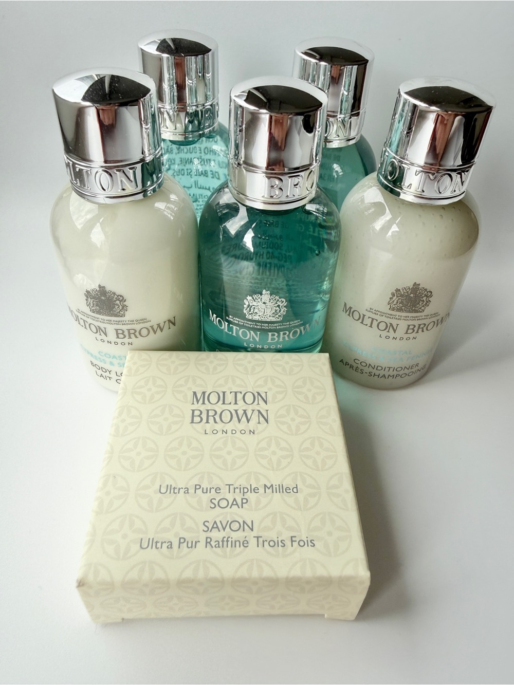 Molton Brown Coastal Cypress & Sea Fennel Travel Size 5 Pcs Body Wash & Lotion! - Picture 1 of 8